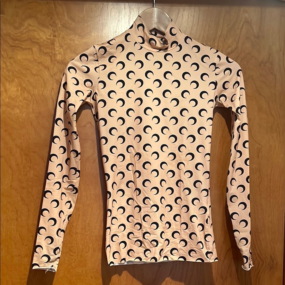 Marine Serre Moon Mock Neck Long Sleeve Top